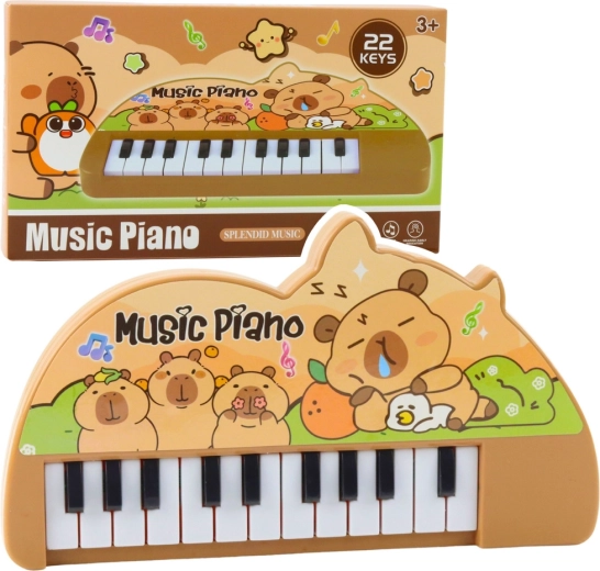 Mini piano infantil con capibara, 22 teclas