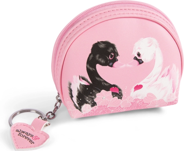 Estuche NICI con anilla para llaves Love cisnes Green