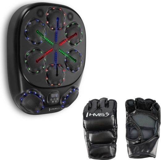 Saco de boxeo electrónico con LED, Bluetooth y guantes HMS TB10