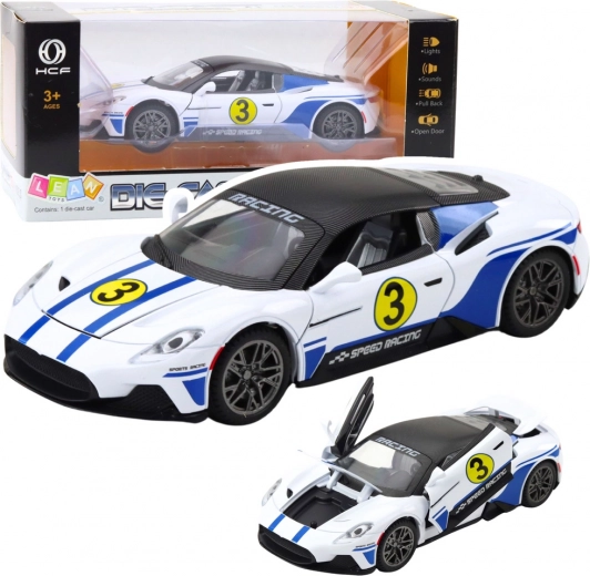 Coche deportivo metálico con efectos 1:22 blanco