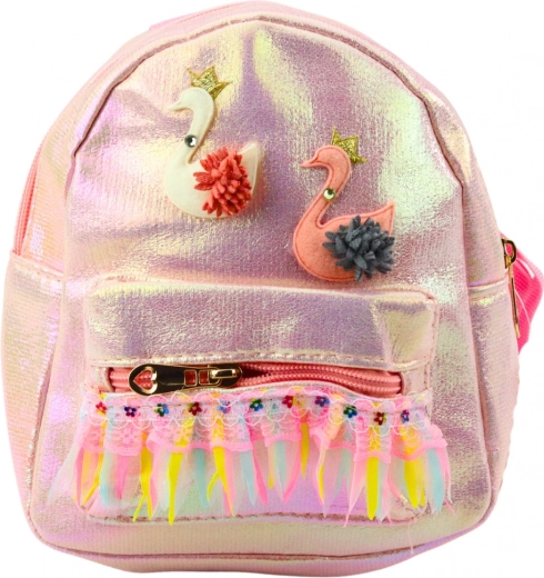 Mochila infantil rosa con cisnes y adornos
