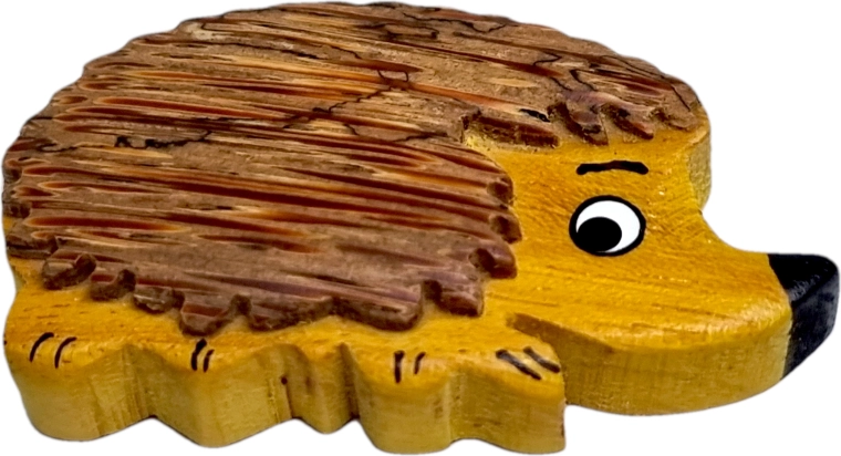Imán de madera de erizo – decoración tallada a mano