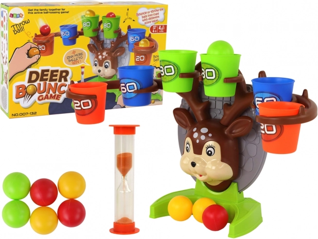 Juego de habilidad cervatillo – lanzamiento de pelotas a vasos