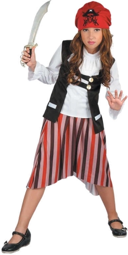 Disfraz de carnaval de pirata para niñas, talla L (130–140 cm)