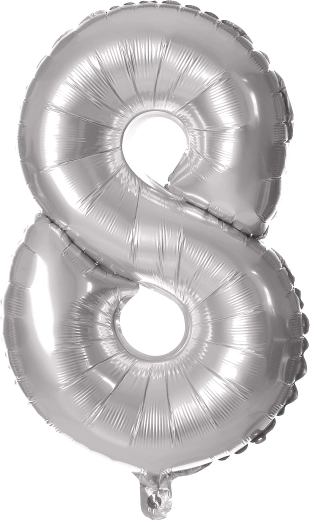 Globo de foil número 8 plateado 30 cm TORO