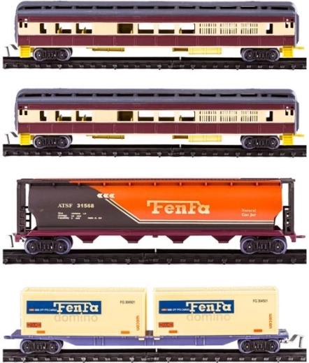 Locomotora y 4 vagones para transporte de pasajeros y de carga