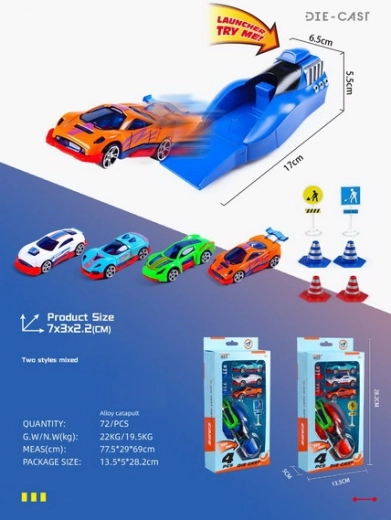 Set lanzador de coches metálicos