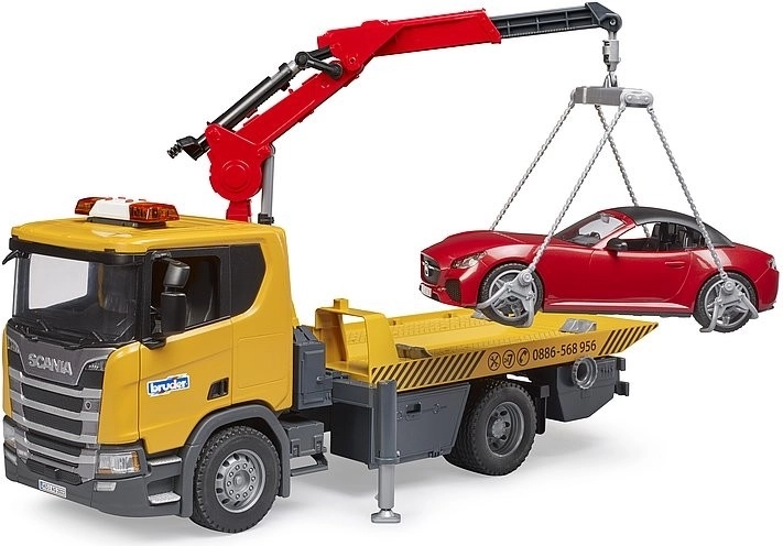 Bruder Scania Super 560R conjunto de grúa con coche