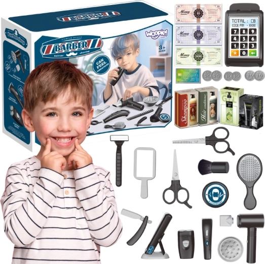 Set infantil de barbería y peluquería WOOPIE - 24 piezas