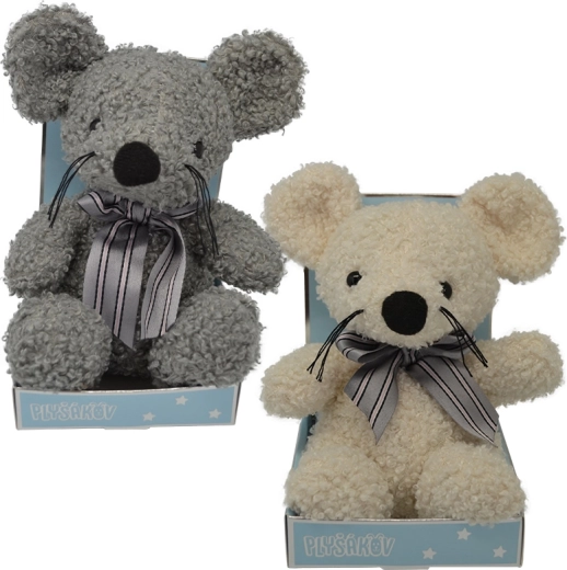 Ratón de peluche con lazo 15 cm – varios colores