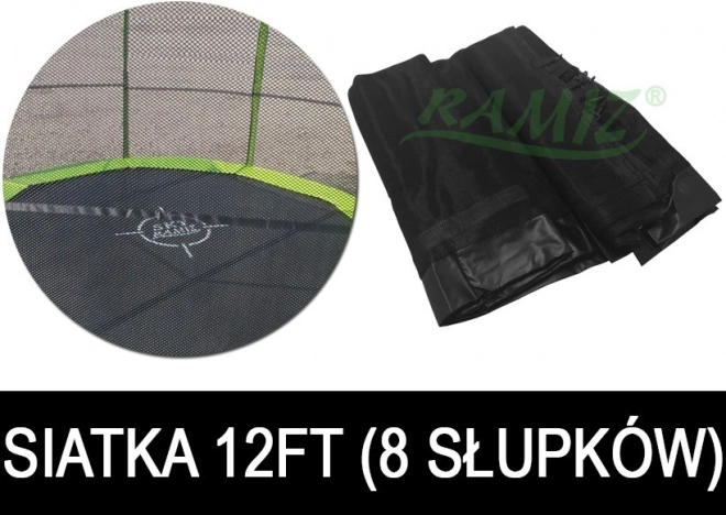 Red de seguridad para trampolín SkyRamiz negra 366 cm, 8 túneles para postes