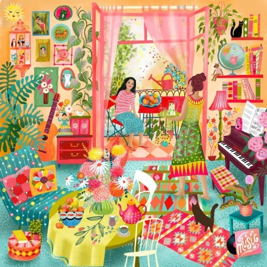 Puzzle cuadrado Habitación de música con balcón de 1000 piezas