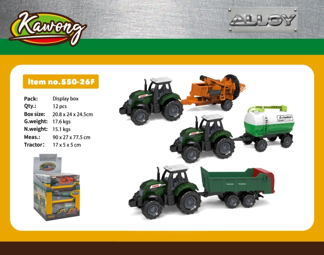 Tractor con accesorios metal/plástico 17 cm