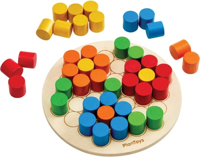 Figuras tridimensionales con clavijas de colores