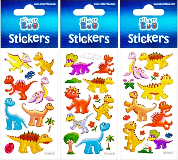 Pegatinas de dinosaurios con borde plateado - 1 pieza