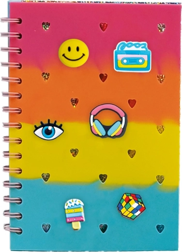 Libreta con insignias de colores A5 con espiral, 80 hojas