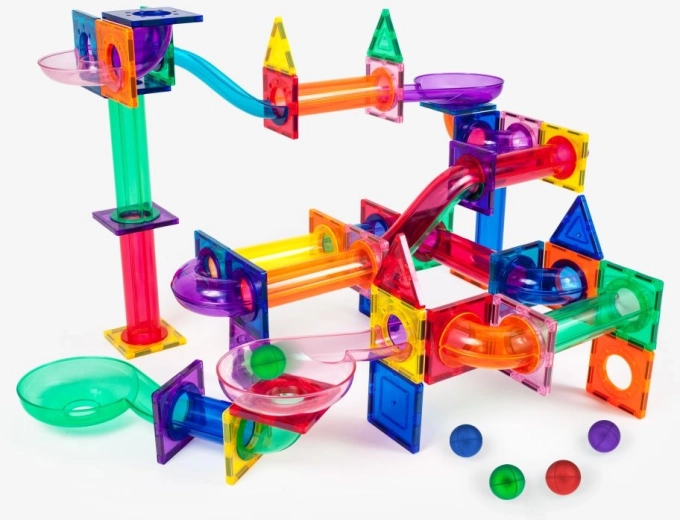 Juego de construcción magnético Picasso de pistas de canicas, 100 piezas