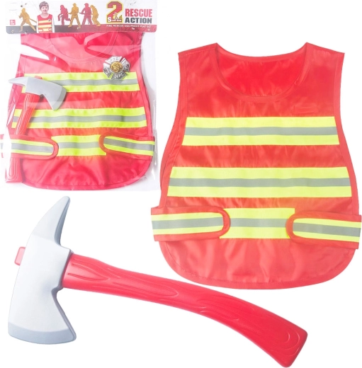 Chaleco de bombero con hacha y placa para niños