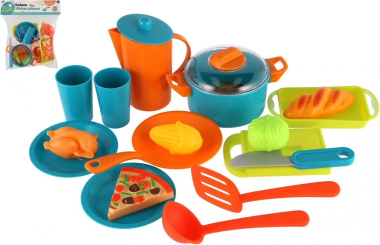 Juego de utensilios de cocina de plástico para niños en bolsa 28 × 28 cm