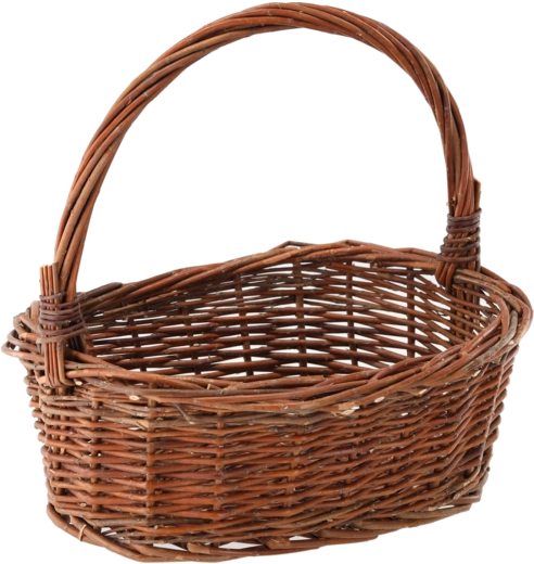 Cesta de mimbre marrón con asa 35 × 27 cm
