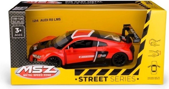 Modelo coleccionable Audi R8 LMS a escala 1:24, rojo