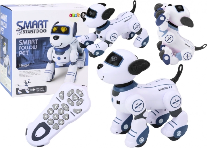 Perrito robótico interactivo con control remoto: baila, obedece órdenes, azul