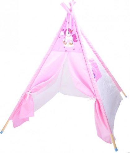 Tienda teepee infantil rosa con unicornio