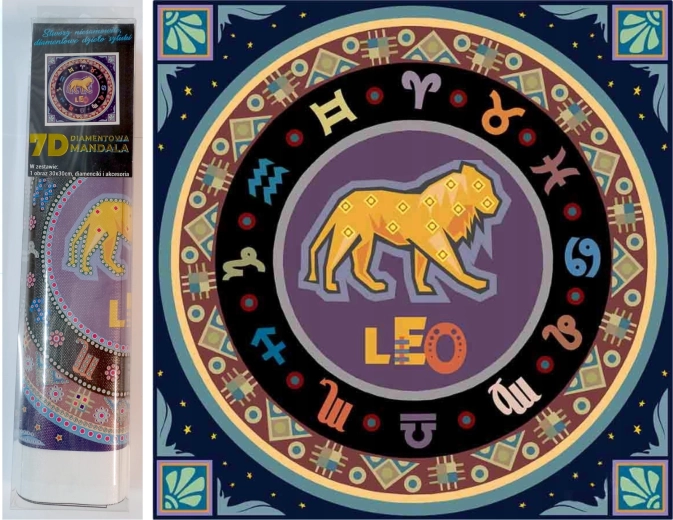 Pintura de diamantes Signo del zodiaco Leo 30x30 cm