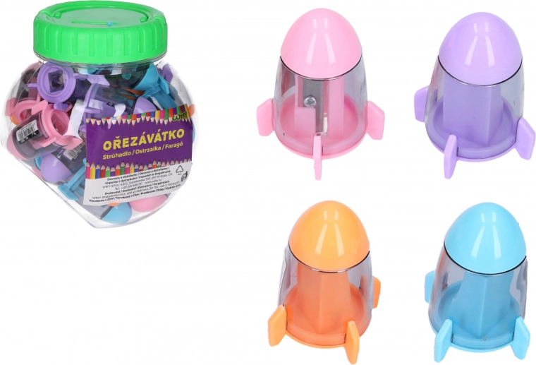 Sacapuntas con depósito y goma – nave espacial