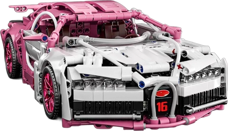 Kit de construcción de un coche deportivo rosa con 1132 piezas