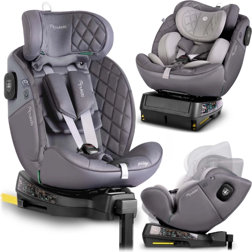 Silla de coche infantil Nukido Prestige Line gris 40–150 cm i-Size con ISOFIX y base giratoria