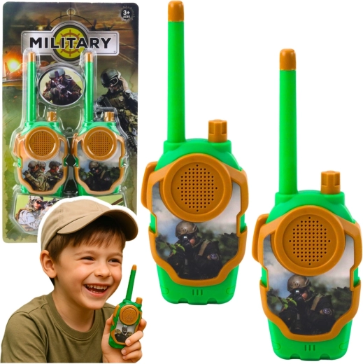 Walkie-talkies militares para niños – set de 2 unidades, alcance 10 m