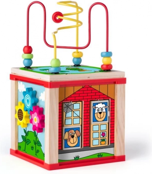 Cubo de actividades de madera Casa pequeña