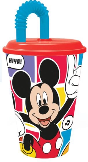 Vaso infantil con pajita MICKEY 430 ml, plástico