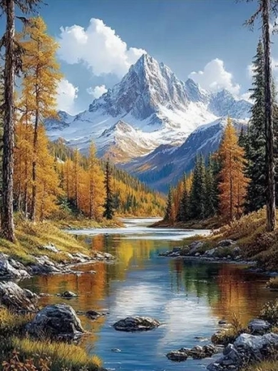 Pintura de diamantes Paisaje montañoso 30 × 40 cm