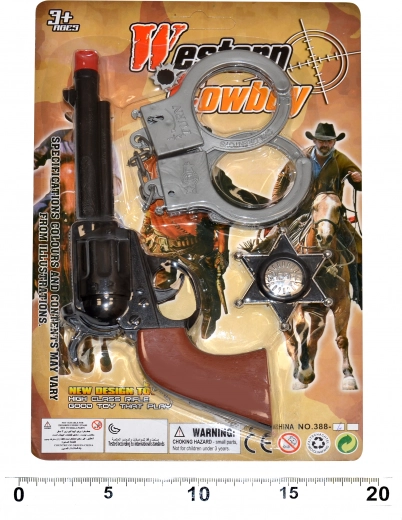 Set para pequeño sheriff: pistola, esposas y placa (22 cm)