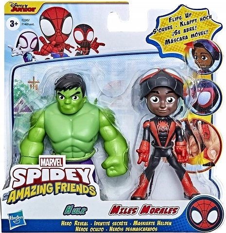 Hasbro Marvel Spidey y sus increíbles amigos: figuras de Miles Morales y Hulk