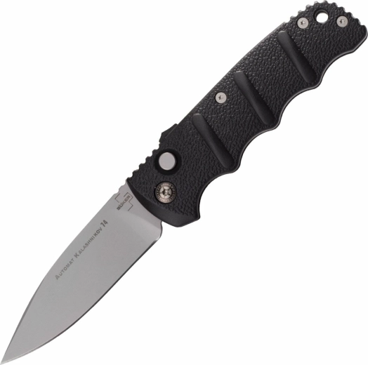 Böker Plus AKS-74 cuchillo automático de bolsillo D2, 8,5 cm, aluminio negro con clip