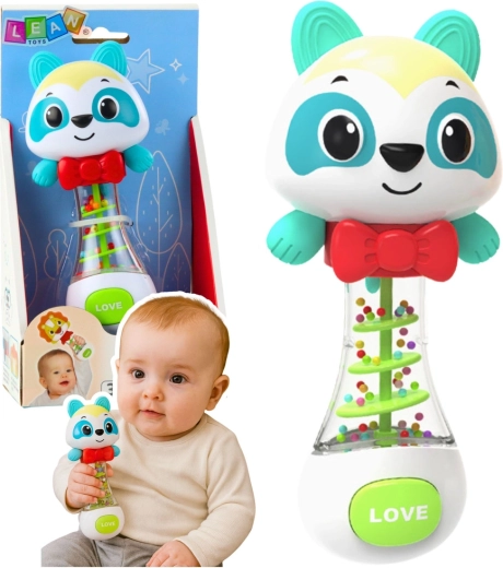 Sonajero para bebé osito con bolitas de colores 17 cm