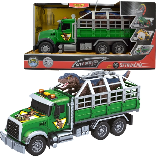 Camión de transporte de dinosaurios con sonido y luces 1:14