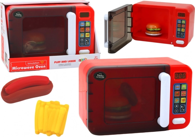 Microondas infantil con luz y accesorios, rojo
