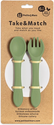 Petite&Mars cubiertos de silicona take&match sweet pea 6m+