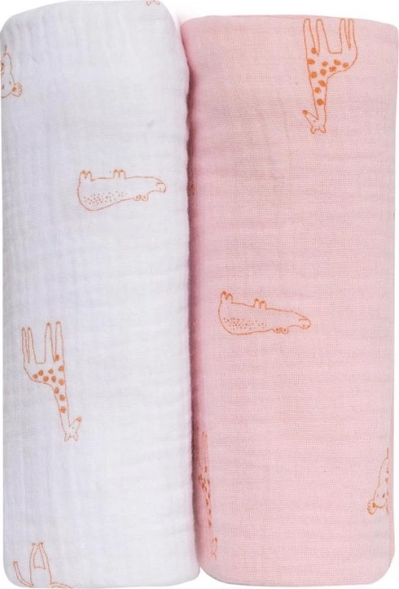 Pañales de muselina BIO BUBABA, 2 unidades, rosa y blanco