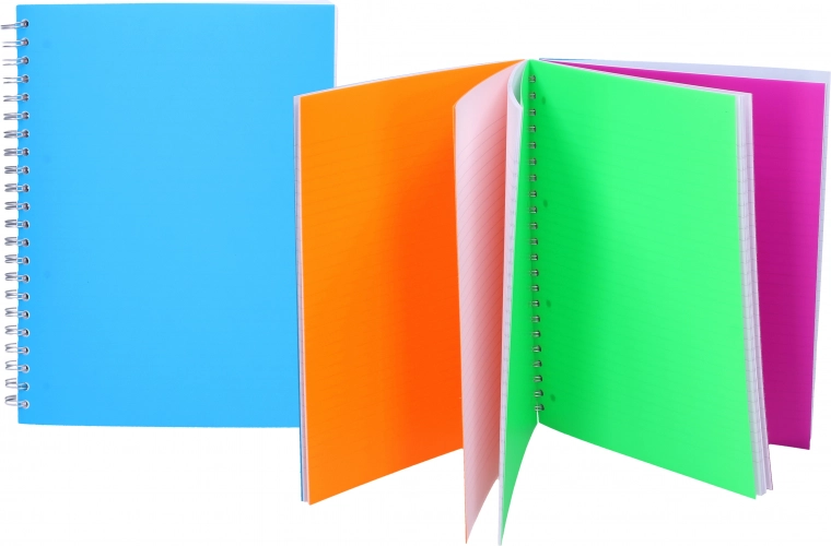 Cuaderno de espiral A4 rayado, 100 hojas, 4 en 1