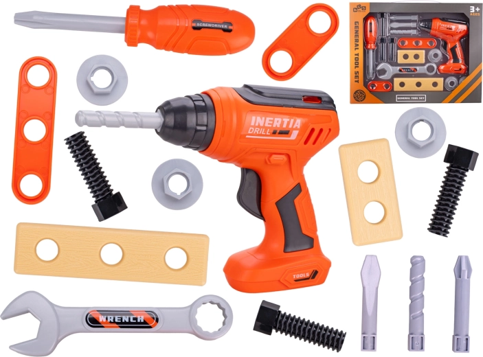 Set de herramientas infantiles con taladro, 16 piezas en caja