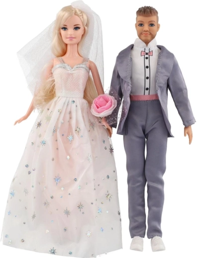 Novia y novio con ropa festiva