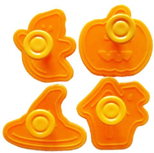 Sellos para galletas Halloween, set de 4 uds., plástico, naranja