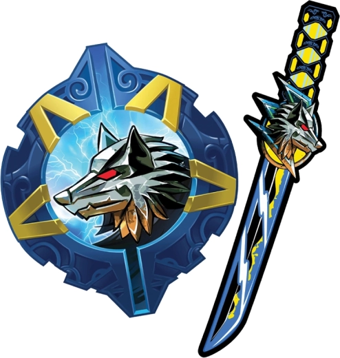 Espada y escudo de espuma samurái – motivo de lobo