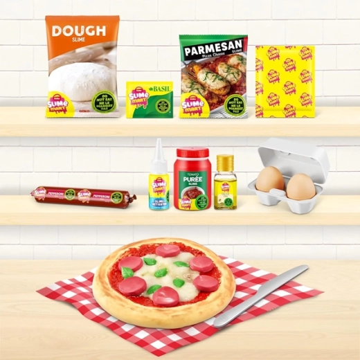 Capas realistas de pizza con distintos “ingredientes”