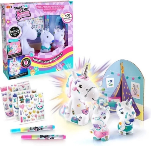 Decoraciones luminosas DIY – familia de unicornios
